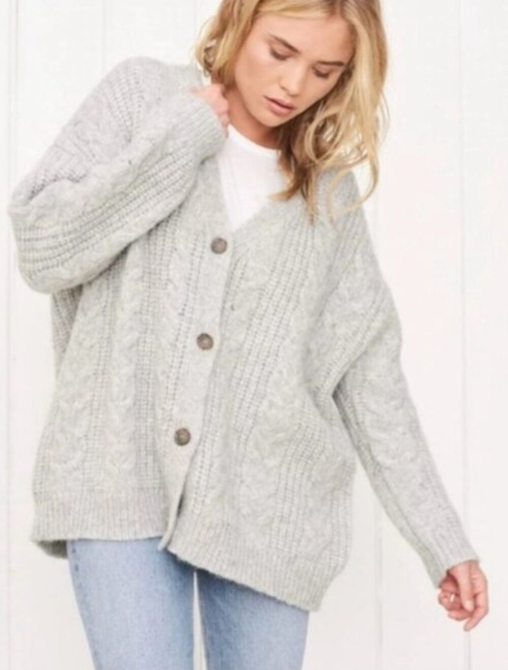 Jenni Kayne Alpaca Wool Cocoon Cardigan Gray Relaxed Oversize Sweater Size XXS